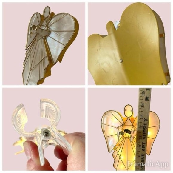 14" Plug-In Faux Capiz Shell Angel Illuminated Tree Topper Christmas Holiday - Picture 5 of 5